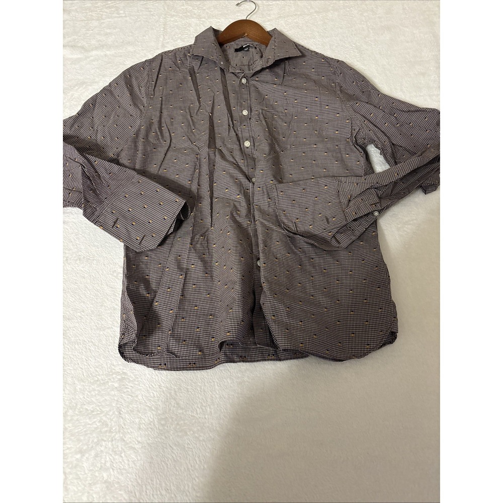 Murano XL Pineapple Geometric Print Button Front Dress Shirt French Cuffs